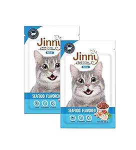 Nootie - Jinny Cat Treats | 35gm | Treats for Cats & Kittens | Vitamin E Enriched Cat Treat (Seafood, Pack of 2)