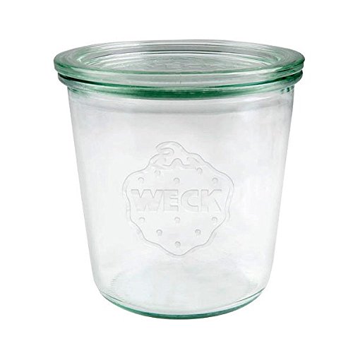 Viva Haushaltswaren – 6 x mittleres Weckglas/Einmachglas 500 ml mit Deckel in Sturzform, leeres Rundrandglas zum Einkochen – als Marmeladenglas, Dessertglas (inkl. Klammern, Ringen & Trichter) - 3