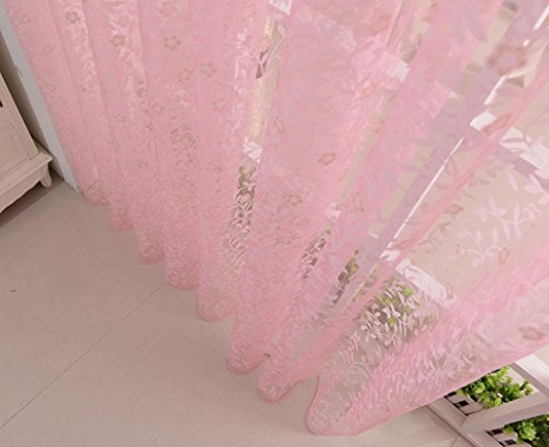 Vorhang DDLBiz® Druck-Blumen-Voile-Tür-Vorhang Fenster Paravent Schal Vorhang (Pink) - 4