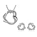 Habors 18K White Gold Plated Austrian Crystal Double Heart Pendant Set (Valentine Gift) RS.329.00