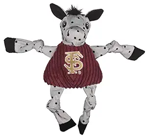 HuggleHounds Officially Licensed College Mascot Plush Corduroy Durable Squeaky Knottie, Great Dog Toys for Aggressive Chewers (Florida State Cimarron, Large)