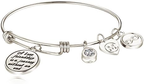 "A true friendship is a journey without an end" Womens Charm Bangle Bracelet Jewelry Gifts