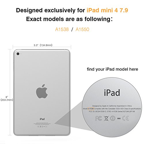 MoKo Hülle für iPad Mini 4 – Ultra Slim Lightweight Schutzhülle Smart Cover mit Auto Schlaf / Wach Funktion und Standfunktion für Apple iPad Mini 4 7.9 Zoll IOS 2015 Genaration Tablet, Schwarz - 2