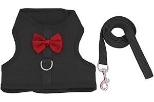 MIOYOOW Harnais Laisse Lapin Réglable, Gilet Marche Lapin en Maille Respirante, Gilet Nœud Papillon Formel pour Lapin Chaton Cochon d'Inde Chinchillas