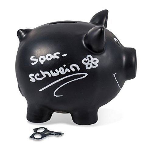 Sparschwein aus Keramik zum Beschriften Tafellack mit Kreide 17,5cm - 3