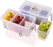 Prexo Fridge Storage Refrigerator Organizer Container Square Handle Food Storage Organizer Boxes - Clear with 