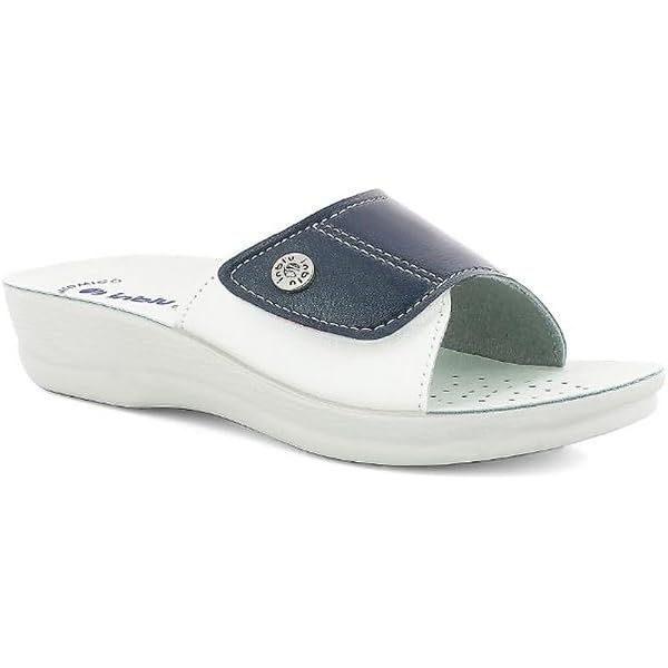 Inblu Ciabatte Con Elastici E Strass | Sottopiede Anatomico Morbido In Vera Pelle | Zeppa 4 Cm | Ecopelle Beige 26-77
