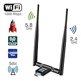 5 dB Dual Band Antenne: Mit Omnidirektional 5dBi Dual Band Antenne, hohe Penetration und Stabilität Signal emittiert wird. Es kann Ihnen helfen, auch wenn die Signale sehr schwach sind, eine bessere Leistung als die 2dBi / 3dBi Wifi-Adapter.