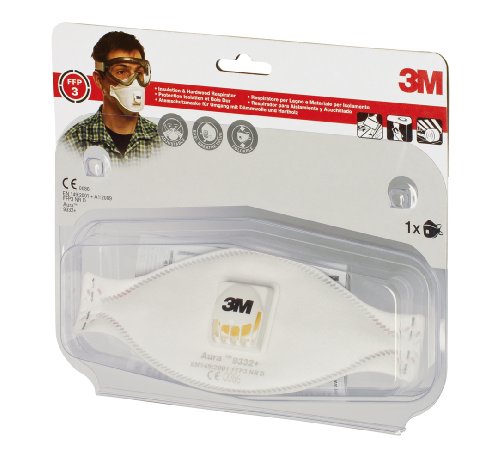 3M 9322+C2 Aura Partikelmaske, Schutzstufe FFP2, optimal für Brillenträger, 2 Stück - 3