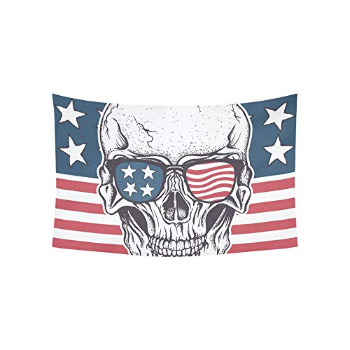 JSXMNA Tapestry American Skull Sunglasses On Usa Flag Tapestries Wall Hanging Flower Psychedelic Tapestry Wall Hanging Indian Dorm Decor For Living Room Bedroom 60 X 40 Inch