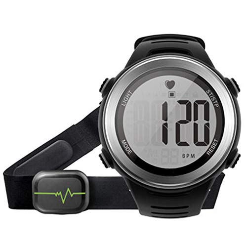 Preisvergleich Produktbild JIEGEGE Herzfrequenzmesser, Fitness-Digitaluhr, 50m wasserdichte Stoppuhr-Alarm-Sport-Armbanduhr Mit Brustgurt, Herzfrequenzzonen-Alarmfunktion