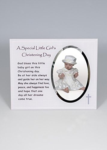 Pink Baby Girl Christening Day Glass verse Photo Frame Gift