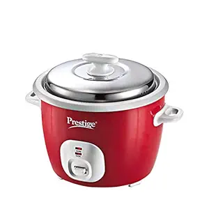 Prestige Delight Electric Rice Cooker Cute 1.8-2 700 watts with 2 Aluminium Cooking Pans (1.8L, Red)