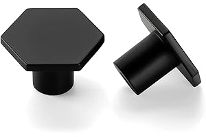 LONTAN Pack of 10 Furniture Knobs, Black Cupboard Knobs, Hexagon Knobs, Cupboard Drawer Knobs, One Hole Door Knobs, Black Vintage Knob for Cupboard