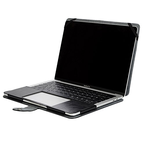 MOSISO PU Leder Abdeckungs Fall mit Standplatz Funktion für neueste MacBook Pro Retina 13 Zoll A1706 / A1708 (mit und ohne touch-bar, Freisetzung Oct 2016), Schwarz - 4