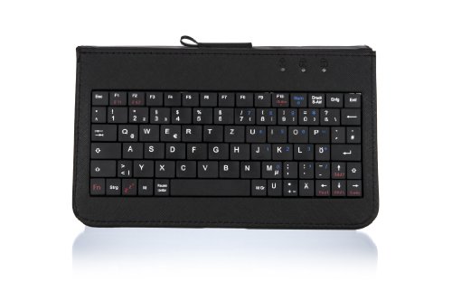 Xoro HAS 700 Kunstledertasche für Tablet-PC bis 17,7 cm (7 Zoll) mit deutscher Tastatur inkl. 7-teilig Kabel/Adapter Set schwarz - 3