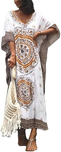 Max MALL Women's Oversized Floral Long Dress Chiffon Beach Kaftan Smock