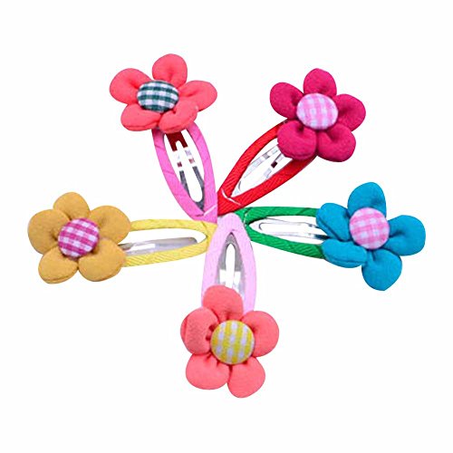 Janecrafts Cute 2" Fabric Button Baby Girl Flower Bow with Ribbon Covered Hair Snap 5 Pairs