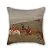 Produktbild artistdecor die Ölgemälde Richard Barrett Davis – foxhunting- den wenigen nicht Funkers Werfen Kissenbezüge von, 45,7 x 45,7 cm/45 45 cm Dekoration, Geschenk für Jungen, Paare, Verwandten, Küche, Outdoor, ein