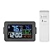 Produktbild kkmoon LCD / Digitales Thermometer Hygrometer Wanduhr, innen/außen, Temperatur Hygrometer Wecker Snooze, Hintergrundbeleuchtung von Farbe, Displaydarstellung mit der Sender – schwarz/weiß, schwarz