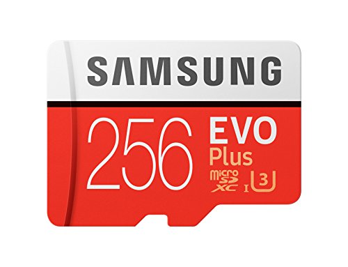 Samsung EVO Plus - Tarjeta de Memoria microSD de 256 GB con Adaptador SD  100 MB s  U3  Color Rojo y Blanco