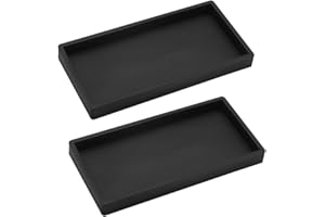 NAVESO Bandeja de Baño, 2 Piezas Bandeja de Baño de Silicona Alimentaria, Bandeja de Baño para Lavabo Negro, Bandeja para Bañera, Organizador de Silicona para Fregadero, artículos de tocador