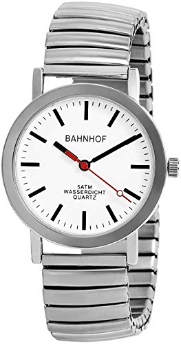 Herren Quartz Watch Bahnhofsuhr Zugband Herrenuhr Analog Armbanduhr 5ATM