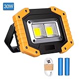 proyector led recargable 30w 【Fácil de usar y de ahorro de energía】 Es liviano y súper brillante, alcanza la misma bombilla halógena equivalente a 60 vatios. Viene con 2 baterías recargables 18650 y se carga con un cable USB. Puede usar 4 baterías AA (no incluidas) si alguna vez se agotan las baterías recargables y las necesita en una emergencia. También sirve como un banco de energía conveniente para cargar su teléfono y otros dispositivos en caso de emergencia