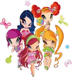 PopPixie (Complete Set of 4) Doll Magical Sets. 12cm Amore, Chatta, Lockette & Cherie. (Winx Club Pixies!)