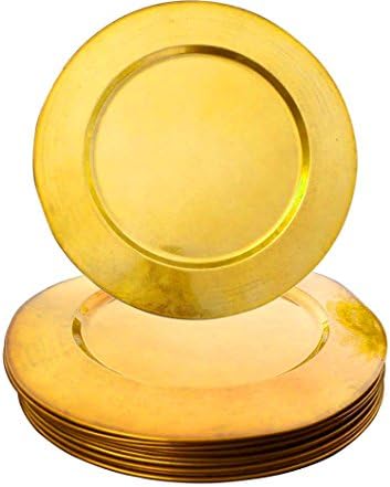 AsiaCraft ™ Metal Brass Finish 14" Charger Plate for Wedding, Parties and Holidays, Set of 12