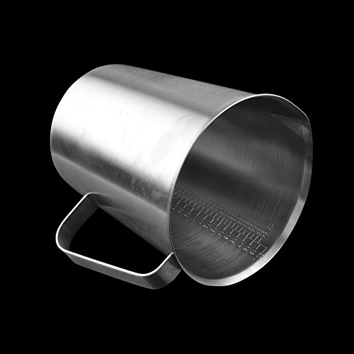 asentechuk® Edelstahl Messbecher Milch Kaffee Aufschäumen Krug Krug mit Henkel 2000ML silber - 2