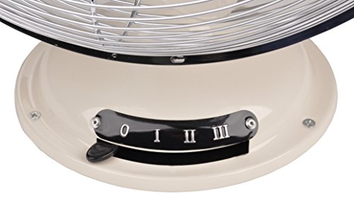 TKG 30 cm Retro-Metallstandventilator, oszillierend, 35 W, 3 Geschwindigkeitsstufen, 1 Stück, creme, TKG VT 1021 - 4