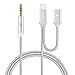 Produktbild iPhone 7 AUX Kabel, VIMVIP Multifunktional iPhone 7 AUX Adapter 2 in 1 Beleuchtung auf 3,5 mm AUX, iPhone 7 Ladegerät-Adapter, aus Nylon geflochtenes AUX Audio Kabel (3 Ft/1 m) mit 8-Pin Lightning Steckerverlängerung für Ladegerät für iPhone 7/7 Plus auf Auto/Home-Stereoanlagen (silberfarben)