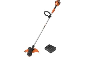 WORX WG183E 40V Cordless Line Trimmer with Two Batteries and Charger, 33cm Cutting Capacity, AutoFeed Mechanism, Lightweight Grass Trimmer, Dual Line, Part of PowerShare Battery System