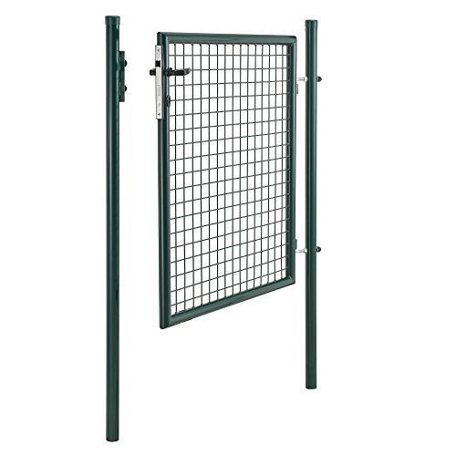 [pro.tec] Gartentor verzinkt (200x106cm) grün – inklusive Schloss und 3 Schlüsseln – Gartenpforte - 3