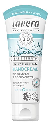 lavera Handcreme basis sensitiv ∙ Bio Mandelöl & Bio Sheabutter ∙ Intensive Handpflege ∙ vegan ✔ Bio ✔ Natural & innovative Hand Care ✔ Naturkosmetik 4er Pack (4x 75ml)