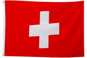 SHONYE 150X90cm Drapeau Suisse, Drapeau Suisse avec 2 œillets en Métal, Drapeau de la Suisse aux Couleurs Vives, Drapeau National Suisse Décoré Lors D''événements Sportifs, Fêtes, Défilés