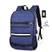Produktbild LWYJ Geschäfts-Laptop-Rucksack, Skateboard-Spielraum-Rucksack-Antidiebstahl-Rucksack Mit USB-Ladeanschluss, Schulrucksack, Computer-Tasche Passt 15.6 Zoll,Blue