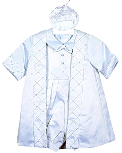 Baby Boy's Highly detailed 3 pcs christening Gown/ Outfit (12-18months, White)