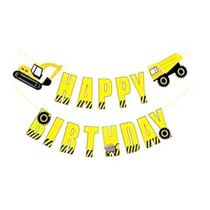 Bestoyard Happy Birthday Banner Engineering Truck Theme Hanging