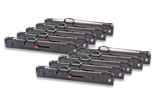 Preisvergleich Produktbild vhbw 10x Schriftband Kassette Patrone schwarz für Etiketten-Drucker wie OKI 5760