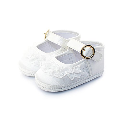 Itaar Baby Girls Shoes with Lace Decor Soft Sole Golden Buckle Velcro