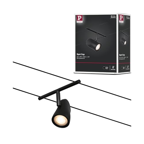 Paulmann 94470 Système de câbles Cup Spot simple max. 10 W Noir mat, Matière plastique, Rail en métal GU5,3