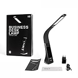 WILIT® U2 5W edle und moderne LED Schreibtischlampe in Lederoptik mit integriertem Wecker, Kalender, Uhrzeit und Temperaturanzeige, in 3 Helligkeitsstufen verstellbar, schwarz - 9