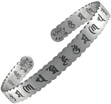 Eimbory Bracelet 999 Sterling Silver Carved Buddhist Handmade Open Wave Lucky Bangle