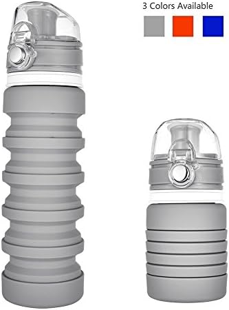 Maltsky Collapsible Water Bottle,Foldable Silicone Kettle Portable Sport Water Bottle 350~500ml Flexible Travel Bottle,Leak Proof BPA-free Reusable Drinking Bottle for Outdoor Sport Travel (grey)