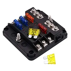 JYGG 6-Way Marine Blade Fuse Block ATC/ATO Waterproof Car Fuse Box Holder Panel