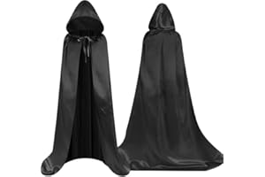 Fartoni Cape Capuche Noire Costume Sorciere Cape Sorciere. Halloween Fille Pour Vampire Sorcier Magicien Parfaite Pour Jeux De Role Et Fete Déguisement