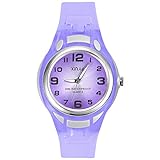 Kinder Analoge Uhren,Jungen Mädchen Armbanduhr Wasserdichte Leicht zu Lesen Zeit Weicher Riemen Armbanduhren Geschenk für Kinderuhr (Helles Lila)