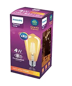 Philips 4-watt Amber Filament LED Bulb,Shape:ST64,Bulb Base:E27(Warm White),Pack of 1